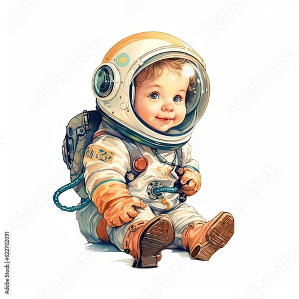 Obraz Mały astronauta, Ilustracja, wygenerowane przez AI