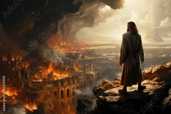 Fototapeta Embarking on a Spiritual Journey: Jesus Christ's Vision of the World and the Sacred Interplay between Belief and Prayer in the Bible Generative AI	
