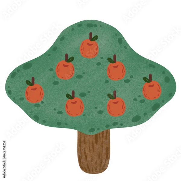 Fototapeta Orange tree, hand drawing on transparent backgound. Printable with high quality.