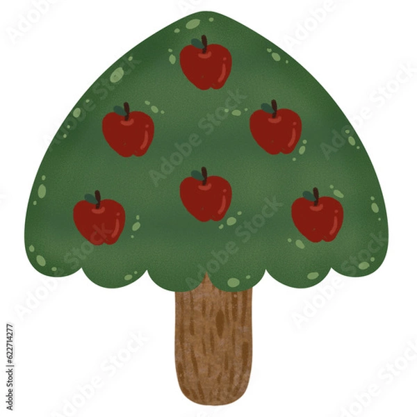 Fototapeta Apple tree, hand drawing on transparent backgound. Printable with high quality.