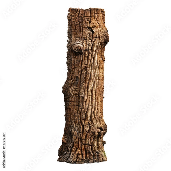Obraz Tree trunk with carvings. isolated object, transparent background