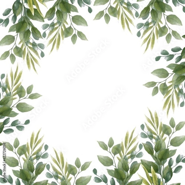 Fototapeta Watercolor floral illustration, greenery branches for wedding decor and invitation. Hand drawn illustration