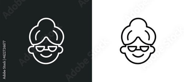 Obraz grandmother outline icon in white and black colors. grandmother flat vector icon from family relations collection for web, mobile apps and ui.