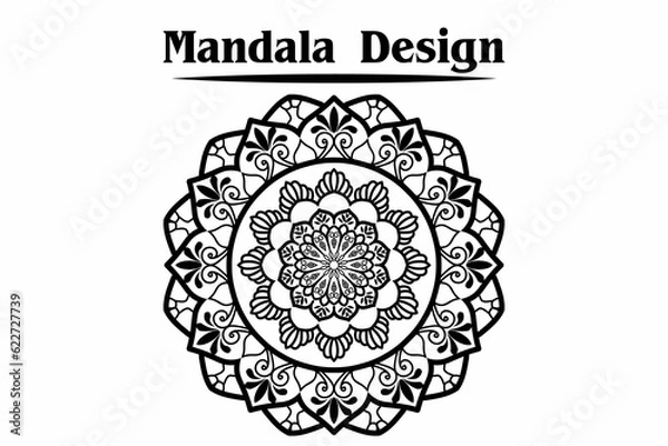 Obraz Vector Gold Beautiful Mandala.Abstract Crystal snowflake