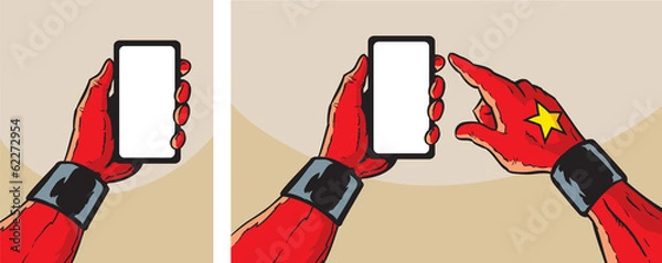 Obraz Super Hero with smartphone