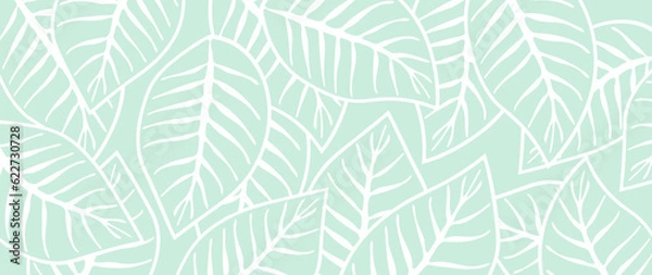 Fototapeta Simple botanical nature leaf design, vector background with leaf lines. Hand drawn, suitable for fabric design, print, cover, banner and invitations.