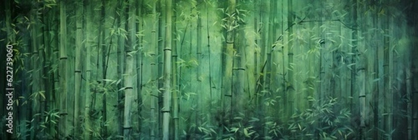 Obraz Bamboo forest grunge background texture. ai generative art.