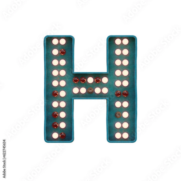 Fototapeta Retro Marquee Lights 3D Alphabet or PNG Letters