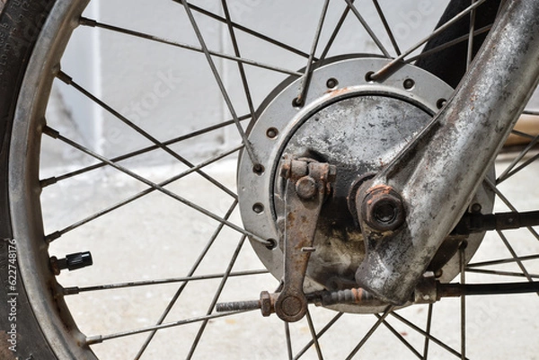 Obraz closeup of motorcycle hub wheel