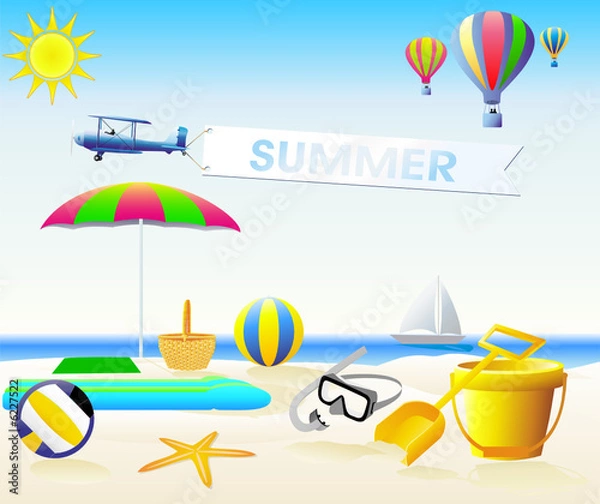 Fototapeta SUMMER Beach Design elements - Vector illustration