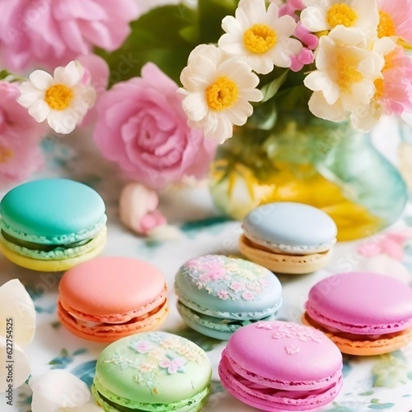 Fototapeta macaroons on a table