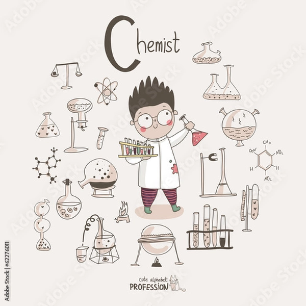 Obraz Cute vector alphabet Profession. Letter C - Chemist