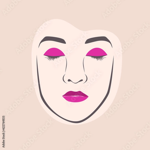 Fototapeta Lady elegant beautiful face outline banner design vector