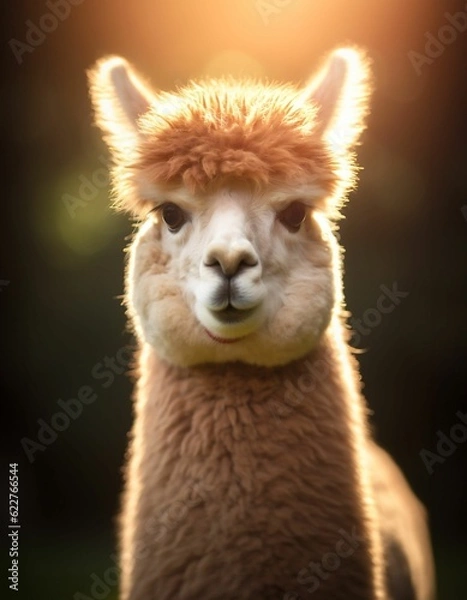 Fototapeta AI generated alpaca looking at camera