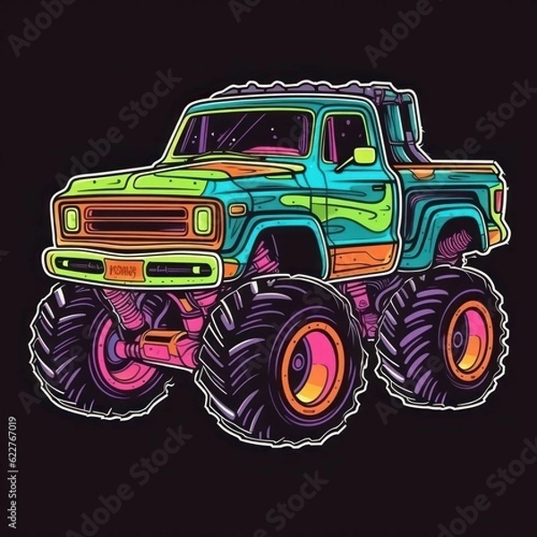 Fototapeta AI generated Truck on a dark background