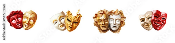 Obraz Theatre Masks clipart collection, vector, icons isolated on transparent background