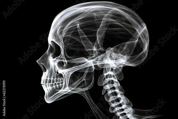 Fototapeta Film x-ray skull and cervical spine lateral view.