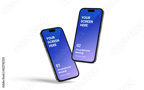 Obraz Smartphone Mockup Space Gray | Fully Editable File, Replaceable Screen, Separated Shadow and Background
