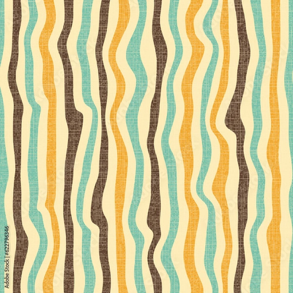 Fototapeta TEXTURED BEIGE YELLOW VECTOR SEAMLESS BACKGROUND WITH MULTICOLORED WAVY LINES
