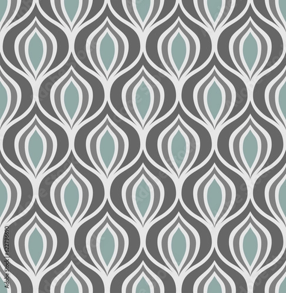 Fototapeta LIGHT GRAY VECTOR SEAMLESS BACKGROUND WITH LIGHT BLUE AND GRAY ABSTRACT FIGURES IN ART DECO STYLE
