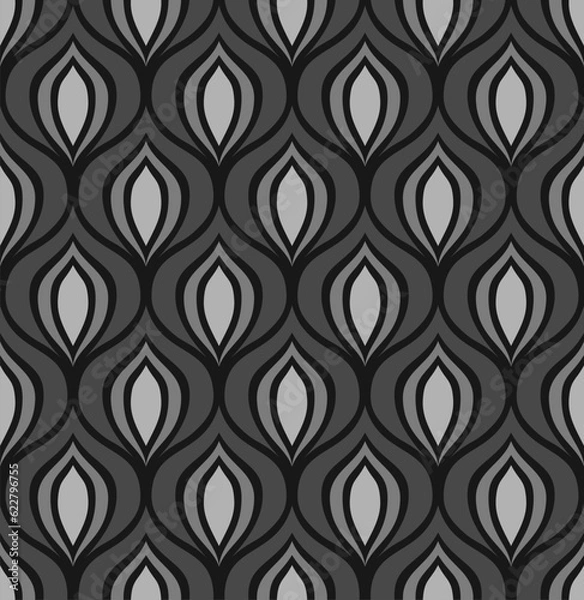 Fototapeta BLACK VECTOR SEAMLESS BACKGROUND WITH GRAY ABSTRACT ART DECO FIGURES
