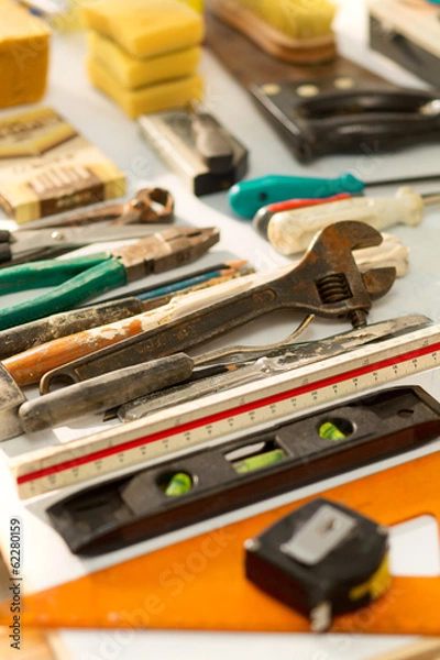 Fototapeta Table full of tools