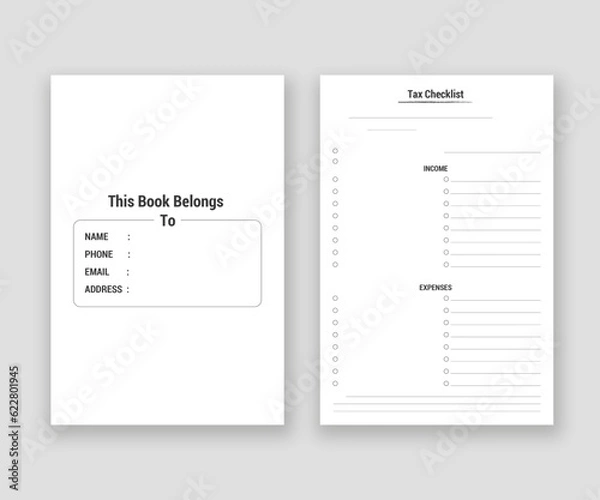 Obraz Tax Checklist Notebook, KDP Interior