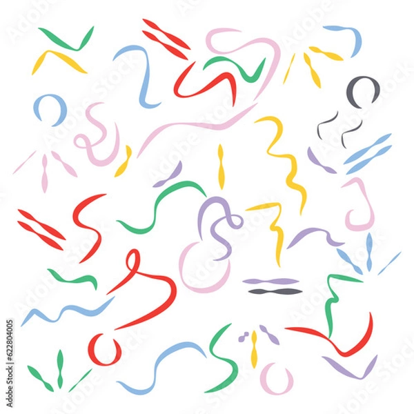 Fototapeta Colorful line doodle seamless pattern. Creative minimalist style art background, trendy design with basic shapes. Modern abstract color backdrop.