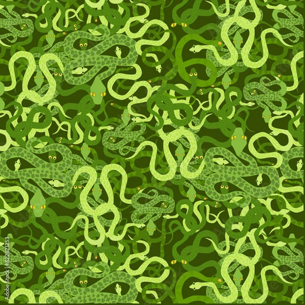 Fototapeta A lot of snakes seamless pattern