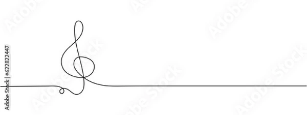 Fototapeta Music sign continuous one line drawing of G key symbol minimalism design