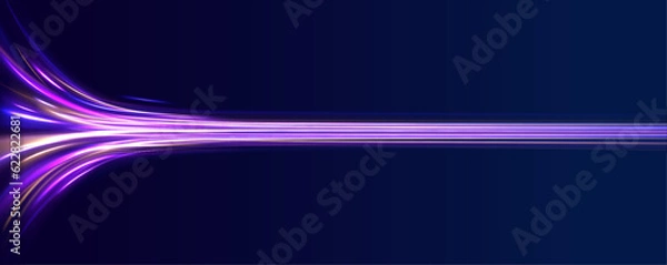 Fototapeta Light trails, golden glitter glow and sparkling flare spiral swirls on transparent background. Shiny spiral lines effect neon color glowing lines background, high-speed light trails effect.