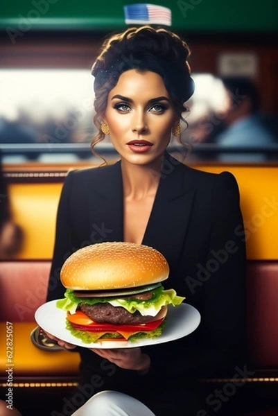 Obraz person with hamburger