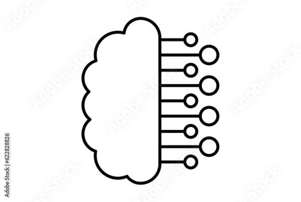 Obraz Brain line icon website symbol artificial intelligence black sign for app or web
