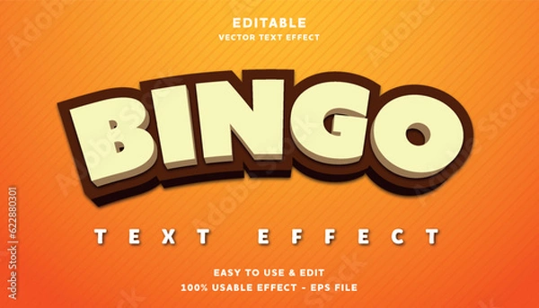 Fototapeta bingo editable text effect with modern and simple style	