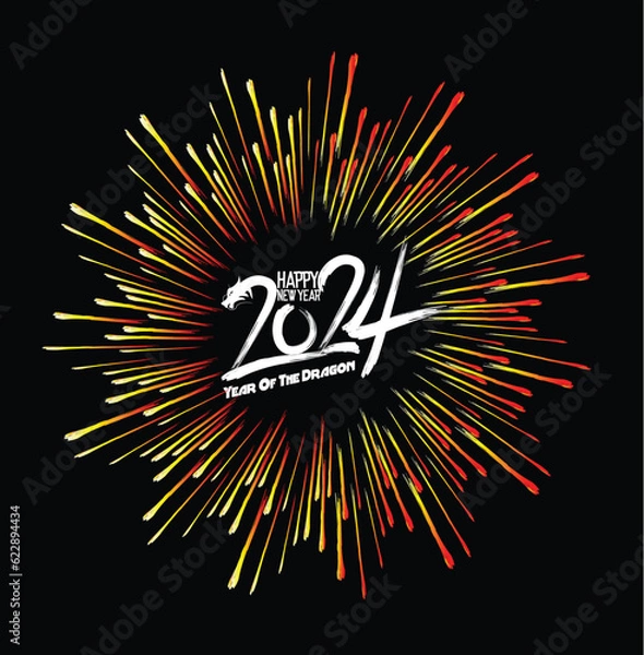 Fototapeta Happy new year 2024. Merry Christmas and Chinese new year