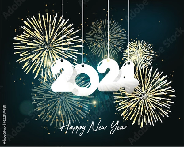 Fototapeta Happy new year 2024. Merry Christmas and Chinese new year