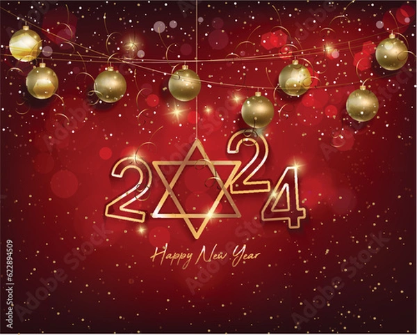 Fototapeta Happy new year 2024. Merry Christmas and Chinese new year