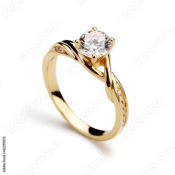 Fototapeta beautiful ring design. wedding engagement rings with diamonds on isolate white
