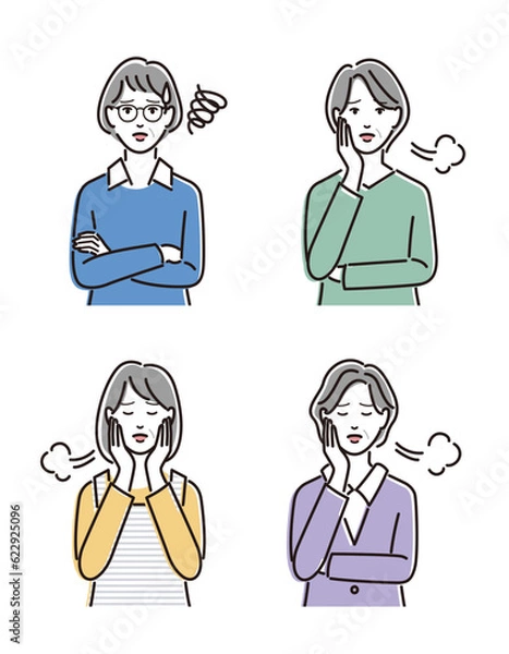 Fototapeta 困った表情をするシニア女性のセット