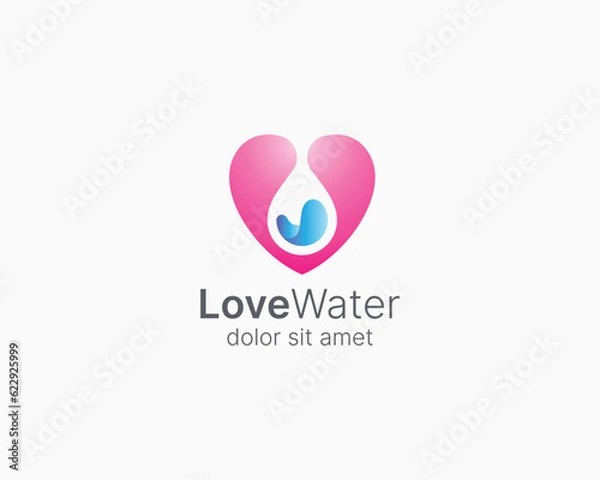 Obraz Creative love water drop logo