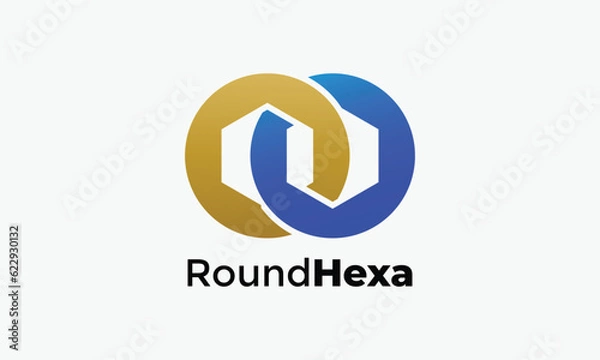 Fototapeta Infinity circle hexagon chain logo vector link connection technology