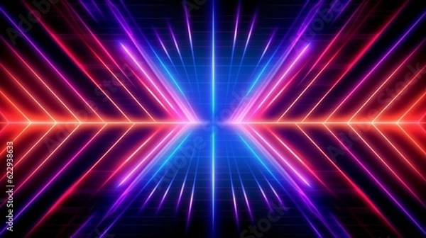 Fototapeta Abstract neon lights background with laser rays, and glowing lines. AI-Generated