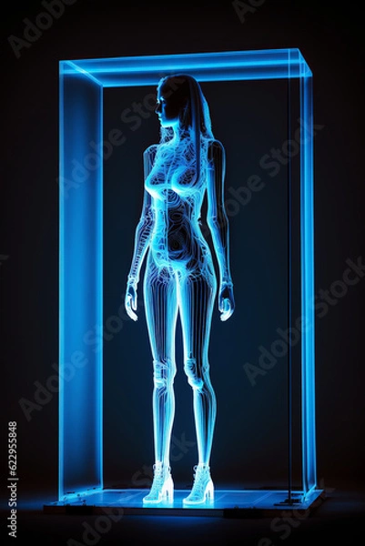 Fototapeta ai generated illustration technological transparent female hologram anatomy body