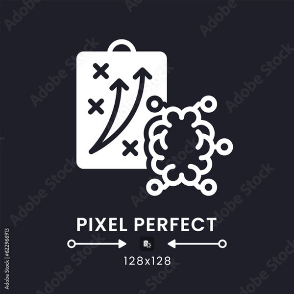 Fototapeta Neuromarketing strategies white solid desktop icon. Consumer behavior. Brain activity. Pixel perfect 128x128, outline 4px. Silhouette symbol for dark mode. Glyph pictogram. Vector isolated image