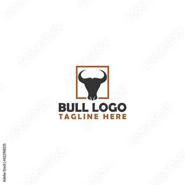 Fototapeta Bull head logo. Buffalo Head Design Simple Template Silhouette isolated on white background