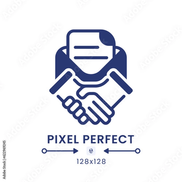 Obraz Contract management black solid desktop icon. Digital filing cabinet. Operations software. Pixel perfect 128x128, outline 4px. Silhouette symbol on white space. Glyph pictogram. Isolated vector image