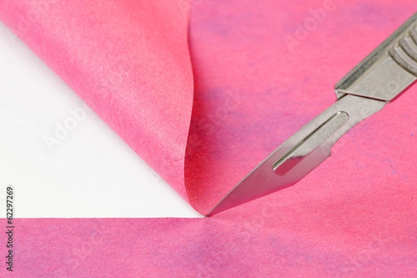 Obraz Scalpel Cutting Colored Paper