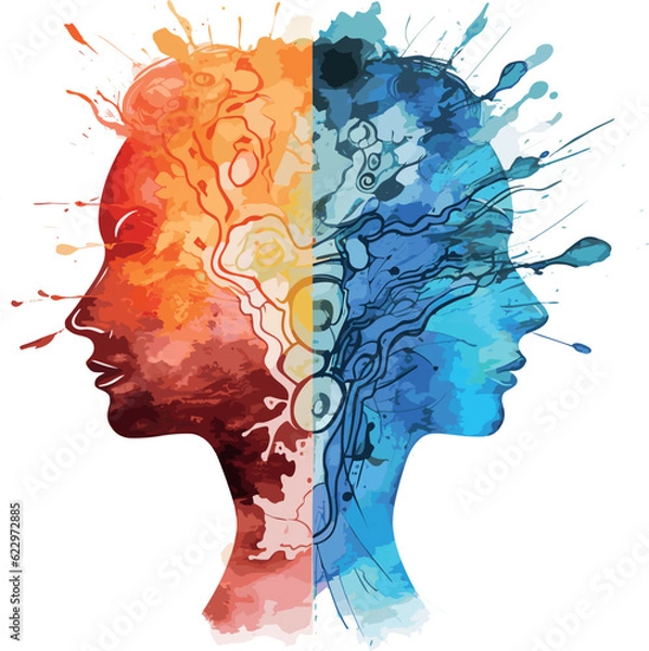 Fototapeta Vector Illustration of Complementary Bipolar Heads