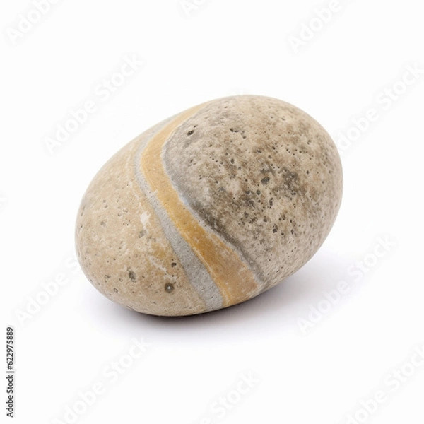 Fototapeta One pebble stone on white background. Generative AI.