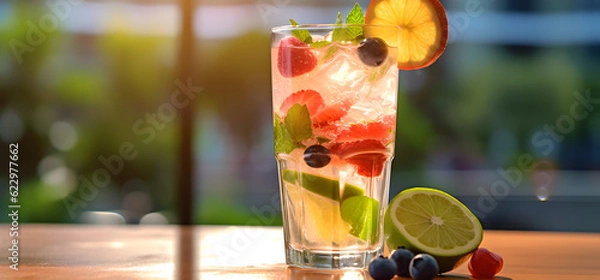 Obraz cocktail with lime and mint
